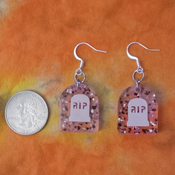Handmade Gravestone Earrings - Picture 2 of 3